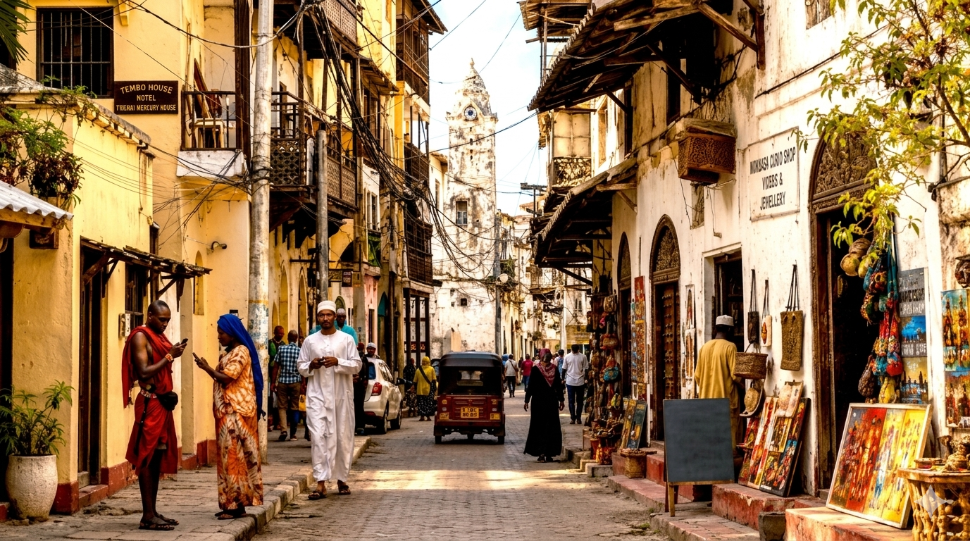 Swahili Old Town Heritage — Centuries-old Swahili carved doors and narrow streets in Mombasa.